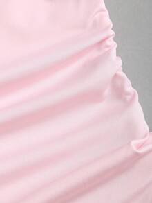 Sweetra Lace Patchwork Sweetheart Neck Casual Elegant Blouse T-Shirt, Spring/Summer - Pink - View 3