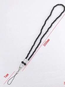 Fashionable Black Beaded Phone Lanyard, Suitable For Daily Use, Great Gift For Friends - Black - View 6