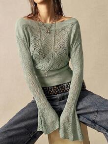 Bohemela Women's Solid Color Casual Versatile Daily Wear Sweater - Mint Green - View 5