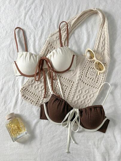 Swim Mod Áo bikini nữ kiểu dáng thường ngày, phối nhiều màu sắc, bán chạy nhất mùa hè 2026, thích hợp cho kỳ nghỉ hè, đi biển.