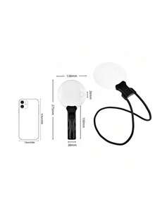5X Magnifying Glass With 5.43in Diameter Magnifying Lens, Hands-Free Magnifying Glass For Reading, Adjustable Magnifier With Stand Neckwear For Seniors Low Vision When Sewing, Crafting, Cross Stitch, Inspection, Repair - Black - View 5
