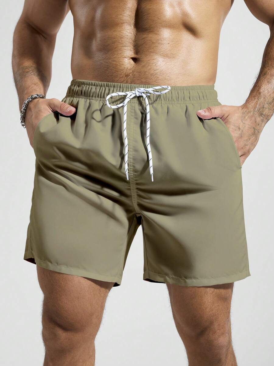 Palasendo Quần short nam casual dây rút eo túi chéo, phù hợp cho kỳ nghỉ hè, đi làm hàng ngày, ngày lễ - màu xanh lá - Xem 1