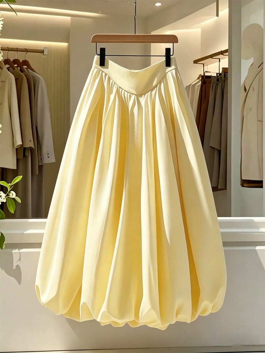 EMERY ROSE Chân váy đi biển màu vàng dáng chữ A, họa tiết hoa, xếp ly, thích hợp cho kỳ nghỉ thường ngày của nữ. - Màu vàng - Xem 1