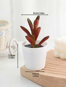 1PC Simulated Flocked Succulent Diamond Pattern/Small White Bucket Plant Pot Artificial Flower Decoration Simulated Flower Table Decoration Succulent Small Bonsai Bionic Green Plant - Multicolor - View 5