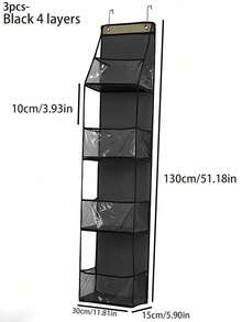 Set Of 1/3 Pieces 4-Layer Over-The-Door Hanging Storage Rack, Wall-Mounted Storage Rack For Cosmetics, Large-Capacity Storage Box With Transparent Window, Suitable For Children's Room, Bathroom, Wardrobe, Bedroom, Dormitory; Can Store Diapers, Holiday Gifts - Multicolor - View 10