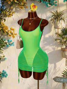 Women Plus Size Sports Dresses - Green - View 5