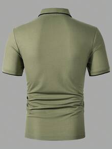 Manfinity Bizformal Men's Short Sleeve Formal Polo Shirt, Suitable For Office, Outing And Social Occasions, Ceremony - Army Green - View 2