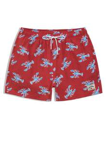 Solantero Men's Lobster Print Beach Shorts, Holiday - Red - View 7