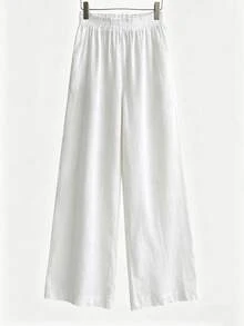 Swim Vcay Women White High Waist Ruffle Tied Wide Leg Beach Swimsuit For Summer Beach Vacation - White - View 8