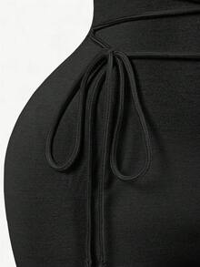 Mistrie Bộ jumpsuit mùa hè mới, kiểu dáng thường ngày, buộc dây, không tay, ôm sát, thích hợp cho yoga, chạy bộ, jumpsuit bó sát dành cho nữ. - màu đen - Xem 5