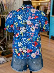 GlowEve CURVE Plus Size Women Summer Casual Colorful Printed Short Sleeve Blouse, Vacation Shirt - Multicolor - View 2