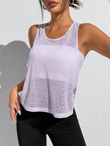 Easithlete Easithlete Criss-Cross Back Design Sports Athleisure Athletic Modest Tank Top Gym Lavender Summer - Mauve Purple - View 4