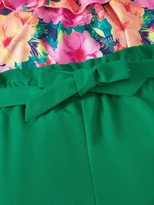 SHEIN Tween Girls' Vacation Casual Floral Print Shirt And Shorts 2 Pieces Set - Multicolor - View 7