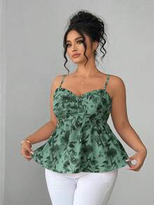 Elenzga Áo hai dây in hoa thanh lịch dành cho nữ, thích hợp cho kỳ nghỉ biển, hẹn hò, dạo phố thường ngày, là lựa chọn tuyệt vời cho kỳ nghỉ hè. - màu xanh lá - Xem 5