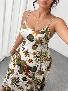 SHEIN Elenzya 大码女士优雅时尚百搭休闲通勤长款印花针织连衣裙 - 彩色 - 查看 7