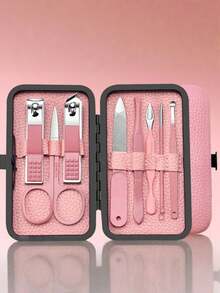 Professional Manicure Care Set, Women's Personal Care Set, Foot Care Set With Ear Wax Cleaning Tool, Nail Clippers, Manicure Tools, Unisex Travel Bag, Gift For Friends And Parents - Black and Pink - View 10
