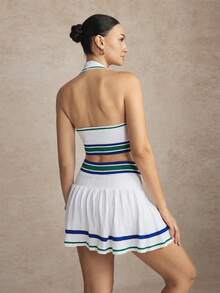 Activina Women's Patchwork Color Halter Casual Versatile Daily Wear Tennis Top - White - View 5