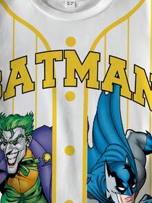 BATMAN X SHEIN 男童短袖全印花T恤 - 白色 - 查看 4