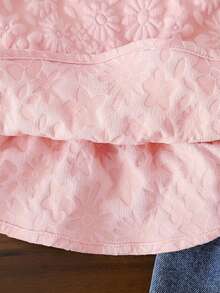 SHEIN Vintaside Kids 女婴夏季甜美清新花卉装饰吊带背心和牛仔短裤套装，蝴蝶结细节，适合日常外出、休闲旅行、家庭聚会、夏季购物 - 粉色 - 查看 6