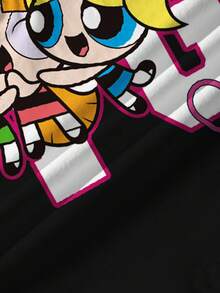 THE POWERPUFF GIRLS X SHEIN 女童圆领短袖休闲百搭T恤 - 白色 - 查看 5