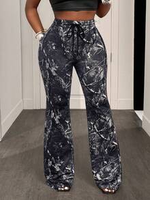 BamGleam Pantalones de campana de diseño de sentido de viaje para mujer - Multicolor - Ver 6