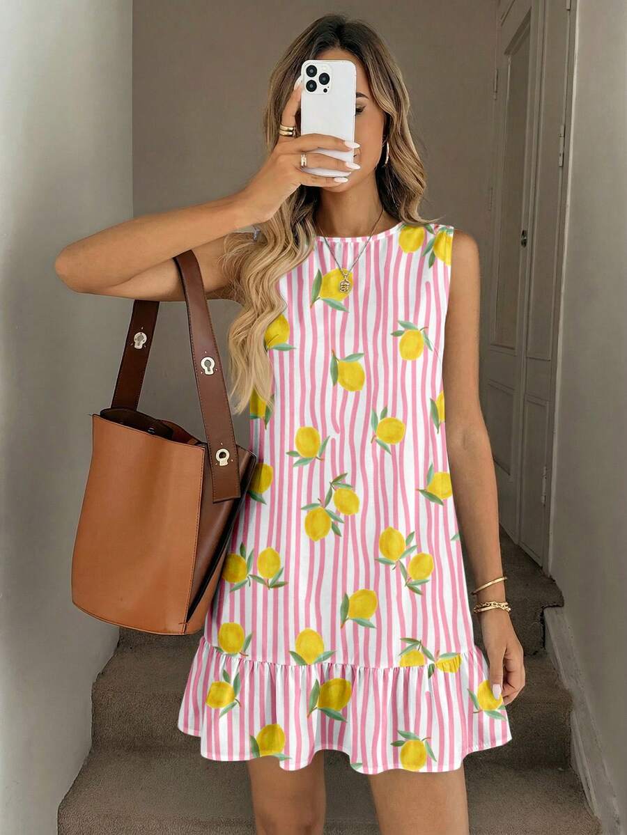 Easowa Women's Printed Mini Dress, Suitable For Spring And Summer - Multicolor - View 1