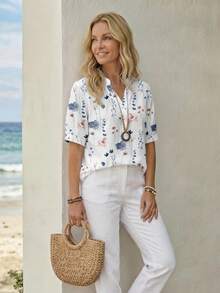 Women's Casual Floral Print Shirt - Multicolor - View 4