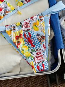 Swim Mod New Spring/Summer Tropical Island Lemon & Crab Print V-Neck Triangle Cup Bikini 2 Pieces Set - Multicolor - View 6