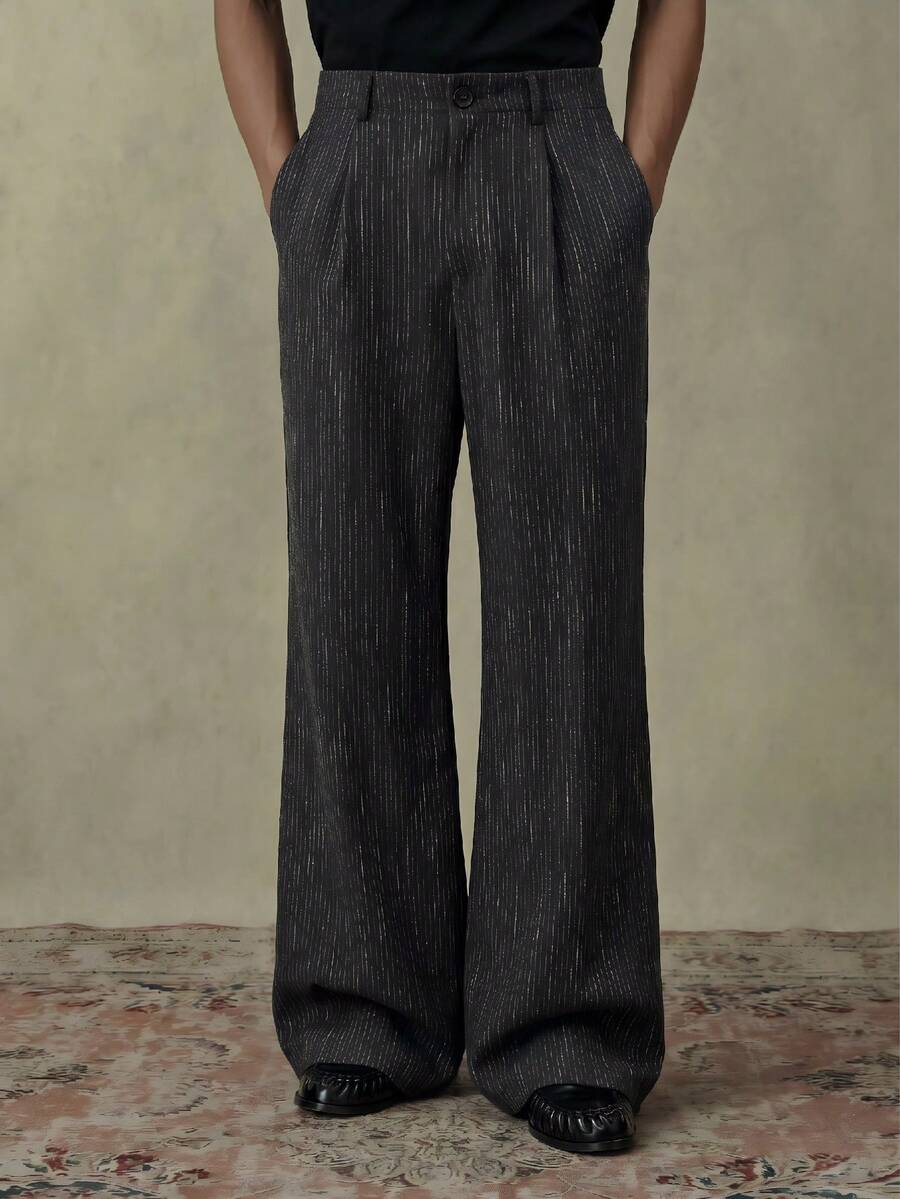 SWAVVY Men's Pleated Pocket Casual Loose Everyday Pants - Black - View 1