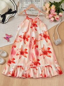 SHEIN Đầm đi biển không tay in hoa dành cho bé gái tuổi teen - Nhiều màu - Xem 2