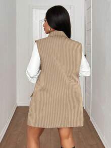 Maweii Plus Size Women's Striped Off-The-Shoulder Sexy Blazer - Khaki - View 5