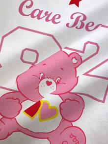 SHEIN X Care Bears 大码女式圆领卡通字母印花休闲百搭日常短袖T恤 - 白色 - 查看 7