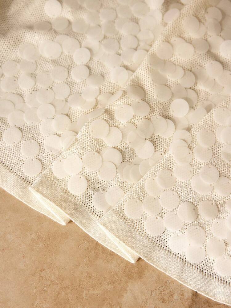 EMBELLISHED SEQUIN HIGH-END LUXURY ELEGANT WAIST SWEATER DRESS