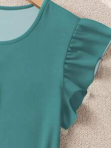 SHEIN LUNE 休闲简约浪漫复古印花加大码女式圆领短袖短裤两件套，适合夏季度假 - 彩色 - 查看 3