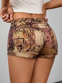 SHEIN Tall Short en jean ajusté de style rétro Y2K décontracté pour femmes - Multicolore - Voir 2