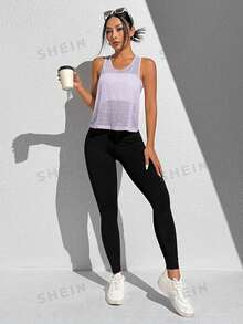 Easithlete Easithlete Criss-Cross Back Design Sports Athleisure Athletic Modest Tank Top Gym Lavender Summer - Mauve Purple - View 6