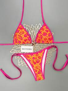 Swim Mod Baju Renang Tankini Longgar Musim Semi/Panas 2026 untuk Wanita, Melangsingkan, Dekorasi Bintang Laut, Set Bikini Dua Potong Leher Halter untuk Liburan Pantai & Pemotretan - MultiWarna - View 3