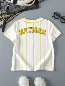 BATMAN X SHEIN 男童短袖全印花T恤 - 白色 - 查看 2