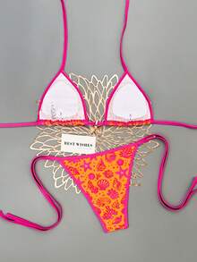 Swim Mod Baju Renang Tankini Longgar Musim Semi/Panas 2026 untuk Wanita, Melangsingkan, Dekorasi Bintang Laut, Set Bikini Dua Potong Leher Halter untuk Liburan Pantai & Pemotretan - MultiWarna - View 2