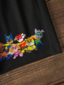 SHEIN | PAW Patrol 2件套男童休闲字母卡通印花短袖T恤和短裤套装 - 白色 - 查看 3