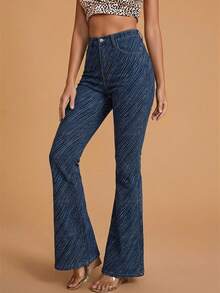 Selenza Casual Bell-Bottom Jeans - Blue - View 9