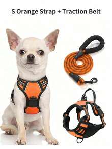 Dog Harness, Adjustable Soft Padded Vest, Reflective No-Choke Oxford Vest With Control Handle & Car Seatbelt Loop (Optional) – Includes Free Heavy-Duty 5ft Leash - Multicolor - View 31