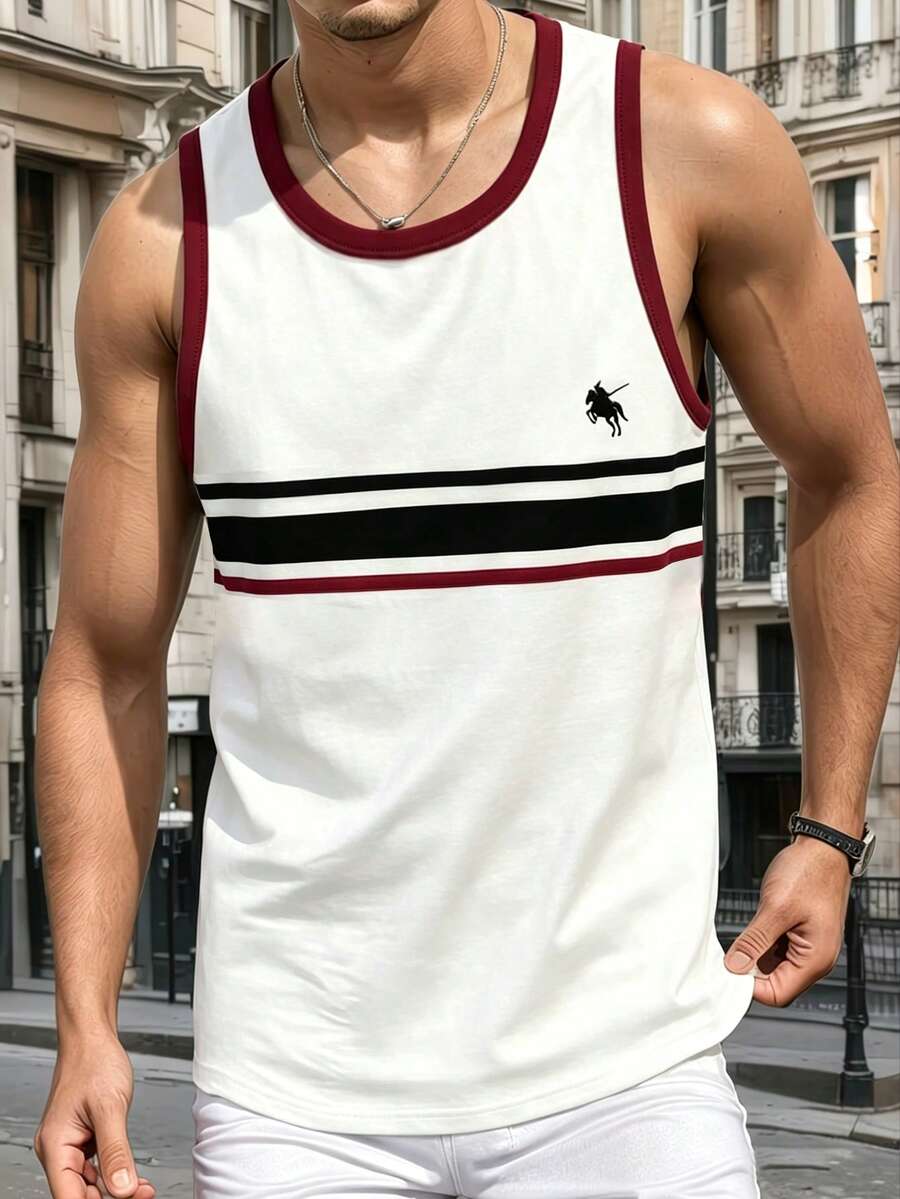 Manfinity Dauomo Men's Vest, Men's Casual Crew Neck Vest, Simple Attire, Machine Washable, Casual Wear. - Apricot - View 1
