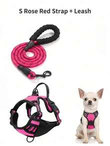Dog Harness, Adjustable Soft Padded Vest, Reflective No-Choke Oxford Vest With Control Handle & Car Seatbelt Loop (Optional) – Includes Free Heavy-Duty 5ft Leash - Multicolor - View 34