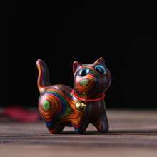 SHEIN 1pc Handmade Wooden Carving Bell Cat Figurine, Home Decor, Office Desk Ornament, Cute Kitty, Gift For Cat Lovers,Home Decor,Kitchen Decor Decor,Room Decor,Christmas Decor,Party Decor,Decorative Crafts,Desk Ornaments,Table Decorative Ornaments,Party Gift Decorations,Christmas Decorations,Christmas Gift. - 1PC - View 10