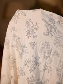 PalaceNights Palace Style Blue Floral Print & Ruffle Front V-Neck Short Sleeve Maternity Nightgown - Multicolor - View 6