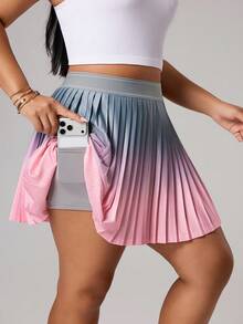 Rhythm Era Falda pantalón deportiva con pliegues, diseño de estampado degradado y bolsillos, talla grande y versátil - Multicolor - Ver 4