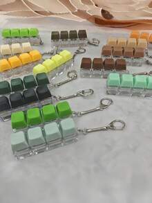 1PC Multicolor 4 Key Keyboard Keychain Stress Relief Toy Finger Fidget Keycap Pendant For Anxiety Tension Pressure Release Unisex Daily Office Travel Home Decoration - Multicolor - View 1