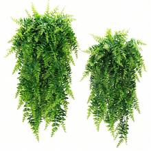 2pcs/4pcs Hyper-Realistic Artificial Hanging Plants Set - Faux Ferns And Ivy Greenery - UV-Resistant, Low-Maintenance Plastic Decor For Patio, Porch And Indoor Spaces - Green - View 10