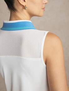 Activina Áo polo thể thao không tay cổ phối màu dành cho nữ - trắng - Xem 3